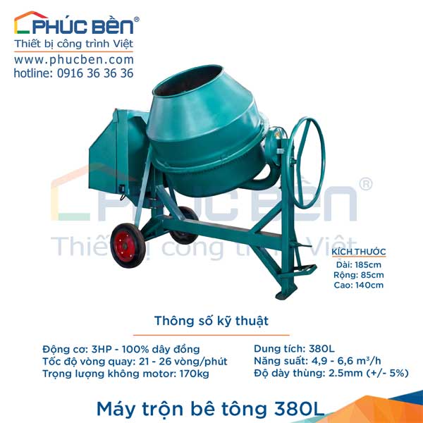 Máy trộn bê tông đặc biệt 380L