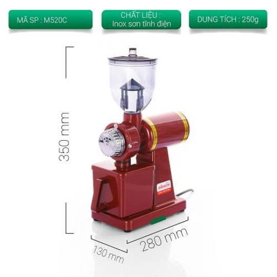 Máy xay cà phê mini Akirakoki M520C - Màu đỏ