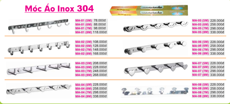 Móc áo inox 304
