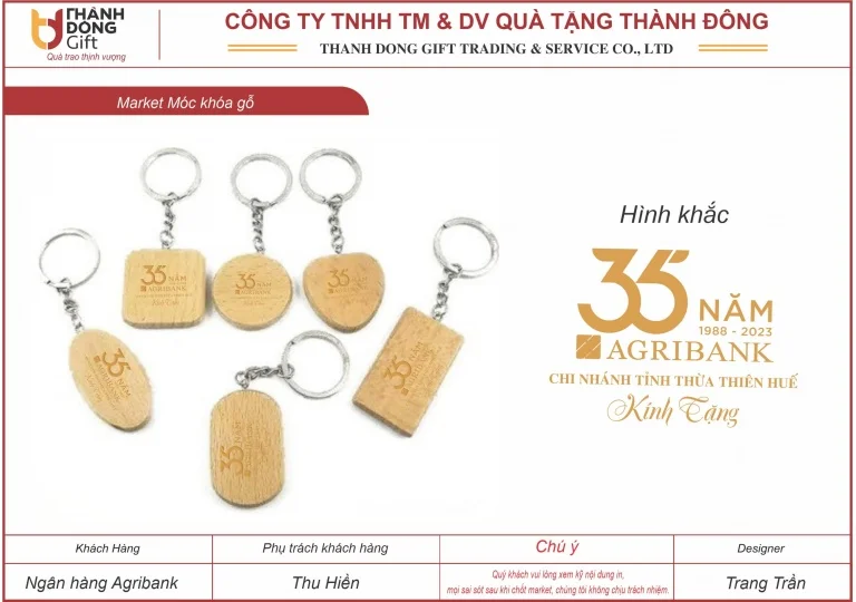 Móc khóa gỗ - Agribank Huế