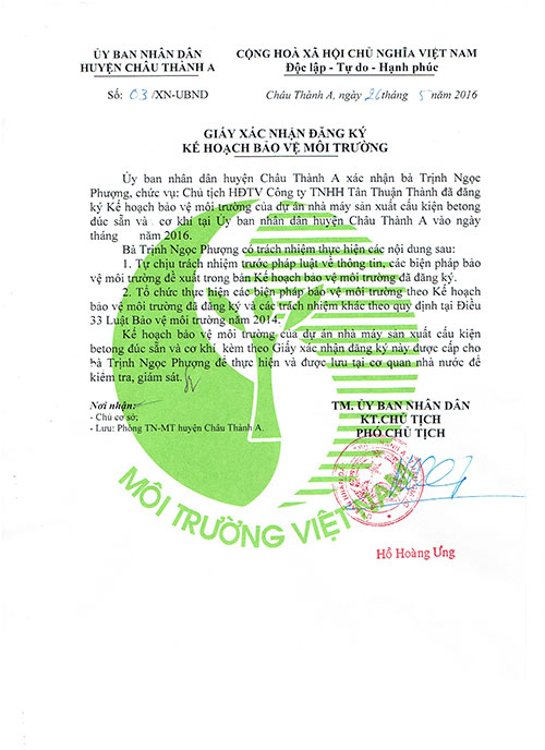 Bản cam kết bảo vệ môi trường