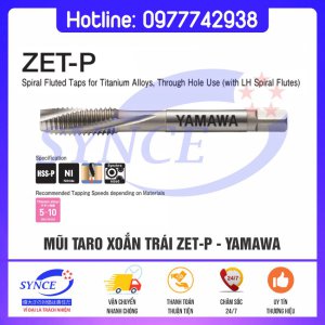 Mũi Taro ZET-P Xoắn Trái Chạy Lỗ Thông Hợp Kim Titan – Yamawa