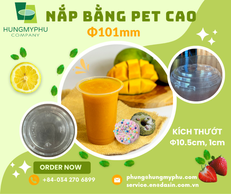 Nắp bằng PET cao 101mm