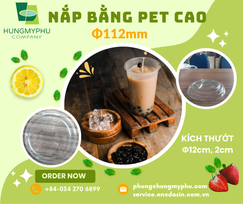 Nắp bằng PET cao 112mm