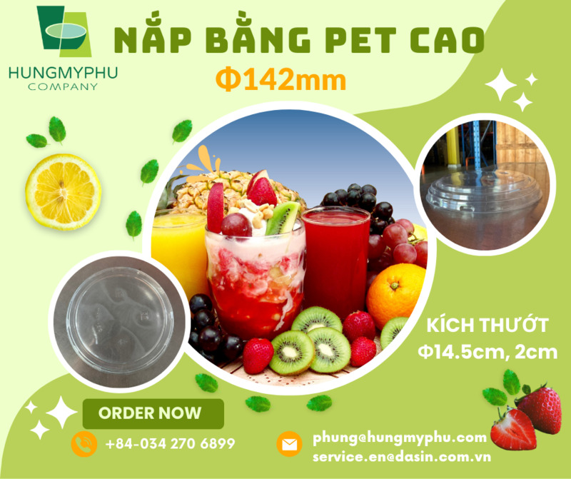 Nắp bằng PET cao 142mm