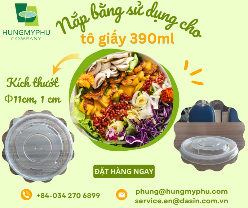 Nắp bằng sử dụng cho tô giấy 390ml