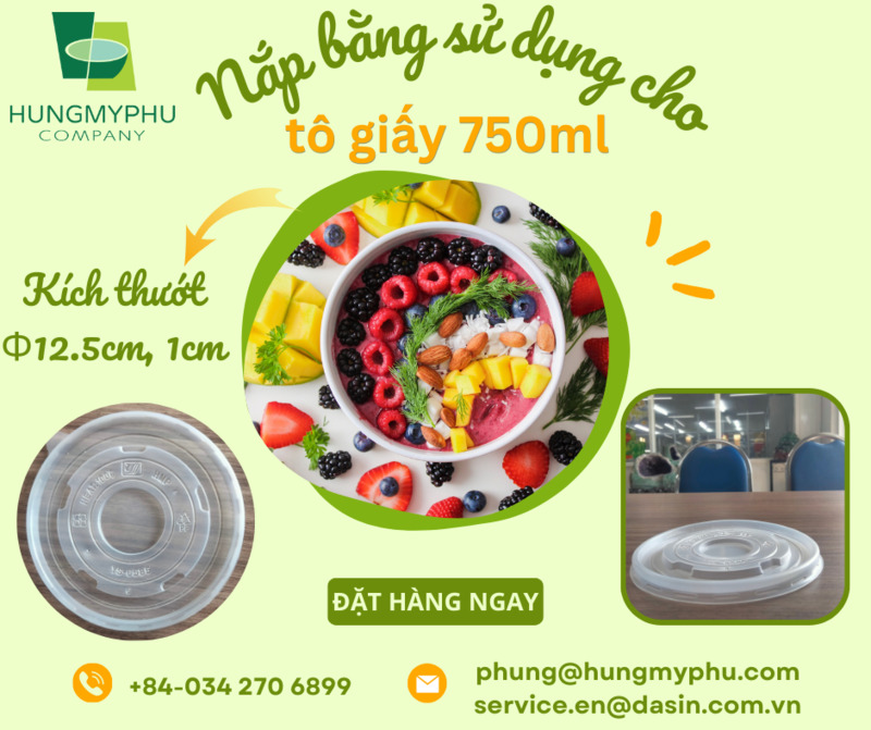 Nắp bằng sử dụng cho tô giấy 750ml