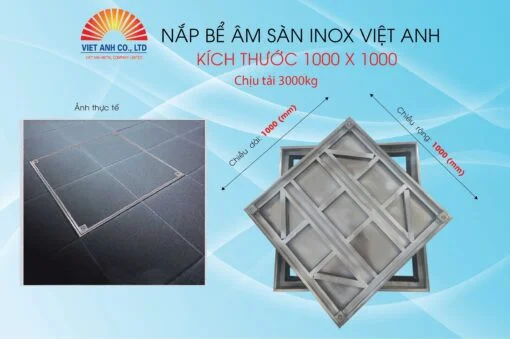 Nắp bể âm sàn inox KT1000x1000