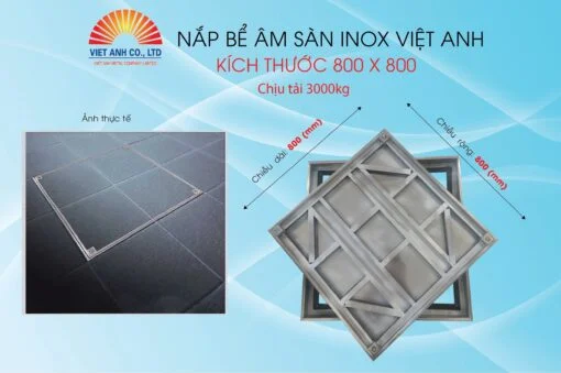 Nắp bể nước ngầm inox KT800x800