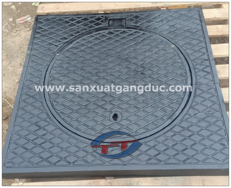 Nắp hố ga khung vuông dương nắp tròn 900x900x45