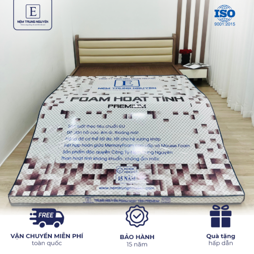Nệm Foam hoạt tính Premium Trung Nguyên 1m8 x 2m
