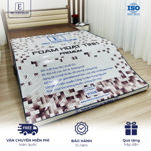 Nệm Foam hoạt tính Premium Trung Nguyên 1m2 x 2m