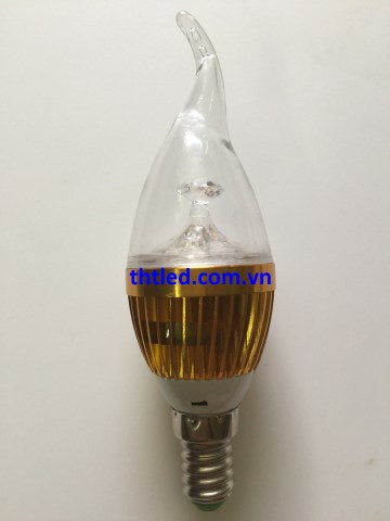 Bóng Led nến nhôm vàng