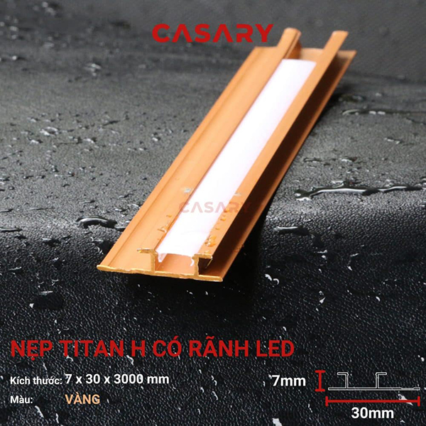Nẹp H Titan có rãnh Led Casary - Vàng