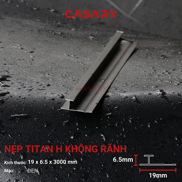 Nẹp H Titan không rãnh Casary - Đen