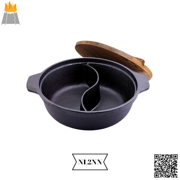 Nồi lẩu 2 ngăn nắp kính nhôm đúc chống dính cao cấp
