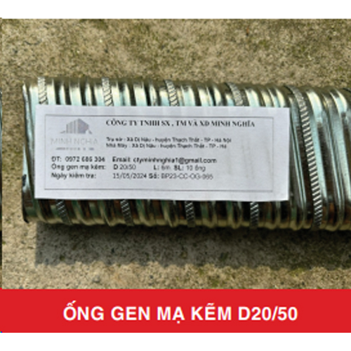 Ống gen mạ kẽm D20/50