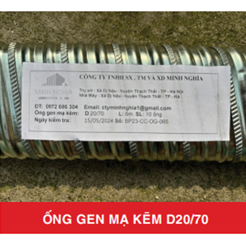 Ống gen mạ kẽm D20/70