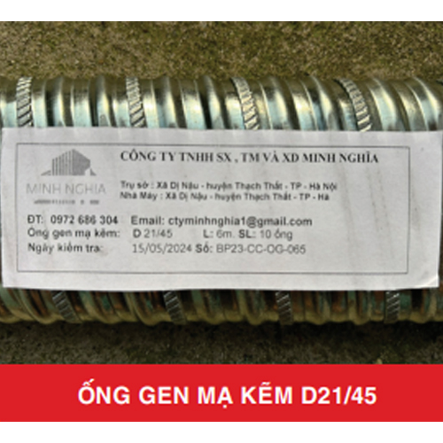 Ống gen mạ kẽm D21/45