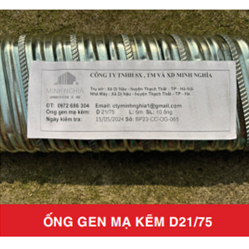 Ống gen mạ kẽm D21/75