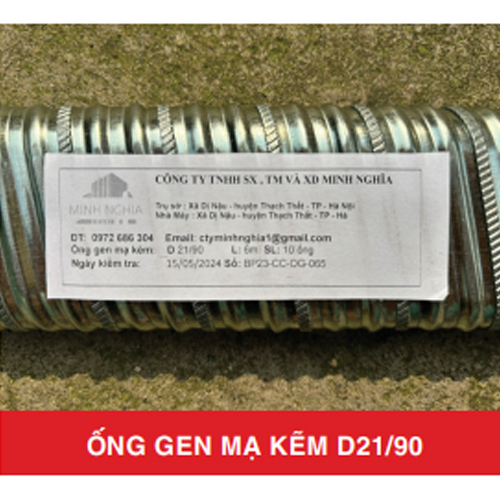 Ống gen mạ kẽm D21/90