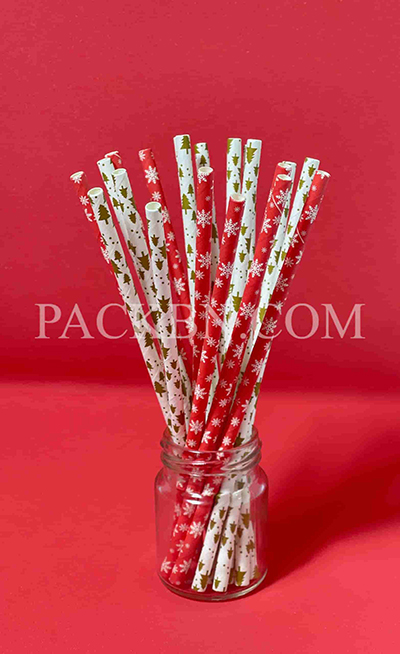 Ống hút giấy phi 6mm hoa tiết giáng sinh