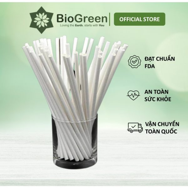 Ống hút giấy trắng phi 6