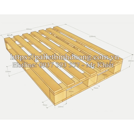 Pallet gỗ đóng theo bản vẽ 800x1200x150