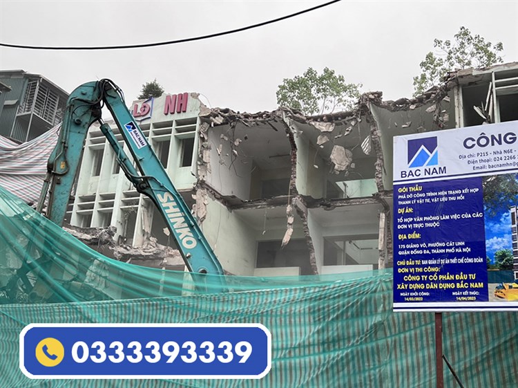 Phá dỡ công trình nhà 5 tầng tại 175 Giảng Võ, Đống Đa, Hà Nội