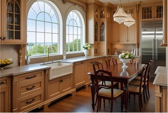 Thiết kế thi công nội thất phòng bếp phong cách tân cổ điển Luxury