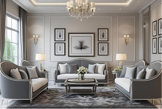Thiết kế thi công nội thất phòng khách phong cách tân cổ điển Luxury