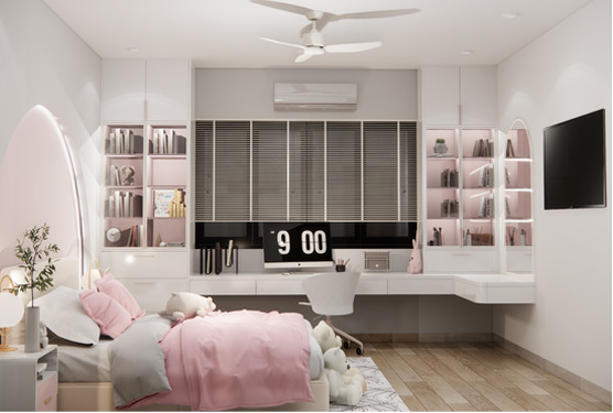 Thiết kế thi công nội thất phòng ngủ bé gái