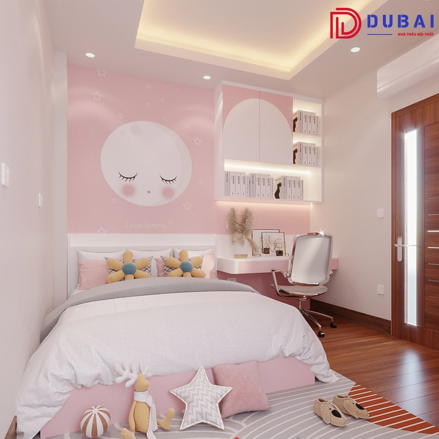 Phòng ngủ cho bé gái gỗ MDF PNBG-08