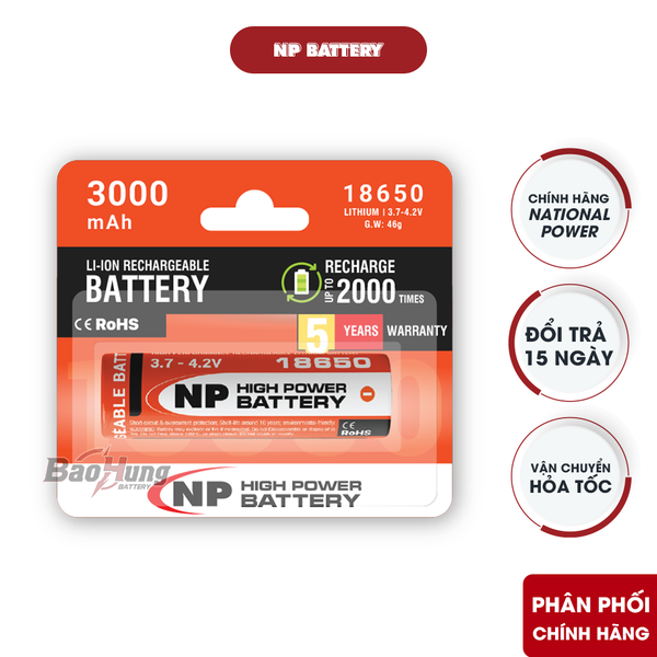 Pin Sạc National Power 18650 Cam