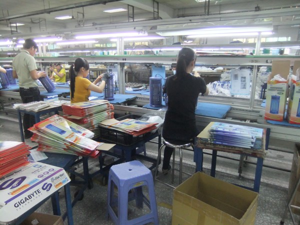 product assembling line under QC control
