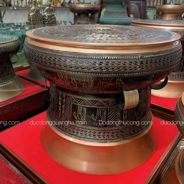 Quả trống đồng đỏ 60cm sơn đen