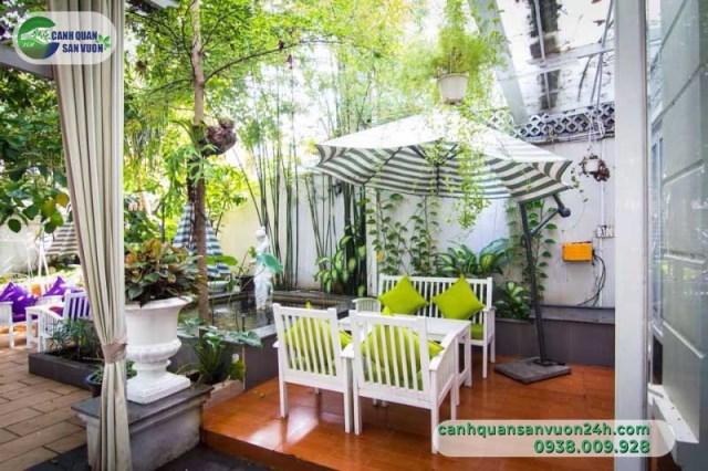Thi công sân vườn quán cafe