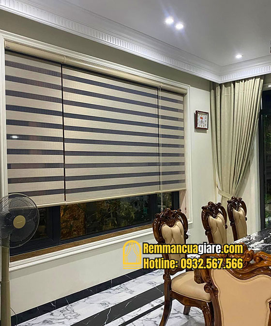 Rèm cầu vồng 2 lớp màu kem