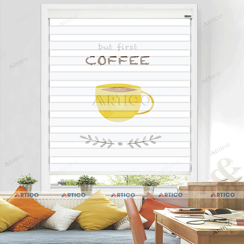 Rèm cầu vồng in tranh 3D caffe