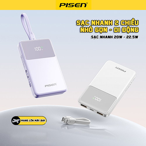 Sạc dự phòng PISEN QUICK POWER Cube Digital 22.5W 10000mAh