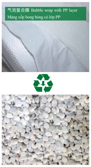 Sản xuất hạt nhựa từ màng xốp bong bóng có lớp PP