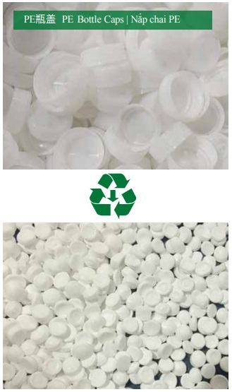 Sản xuất hạt nhựa từ nắp chai PE
