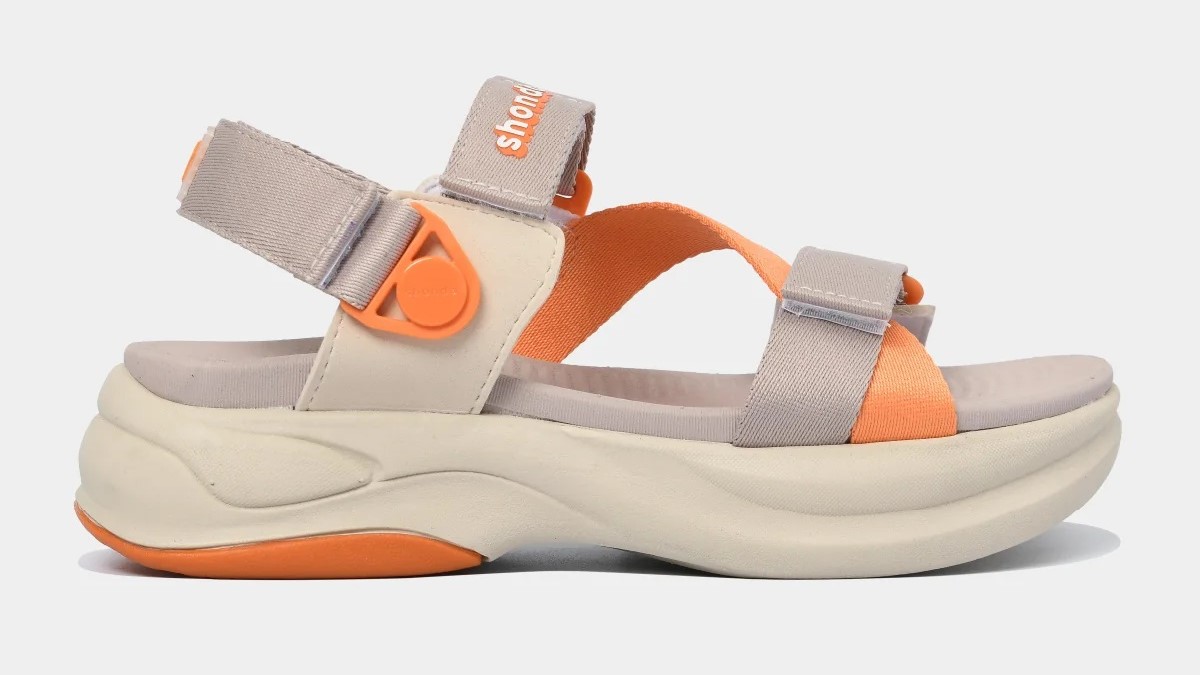 Sandal nữ F8B quai xoay nâu be cam
