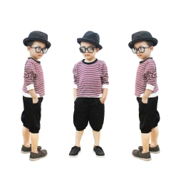 Set quần kaki phối áo thun sọc