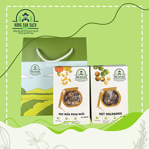 Set 2 hộp điều rang muối, 2 hộp macca