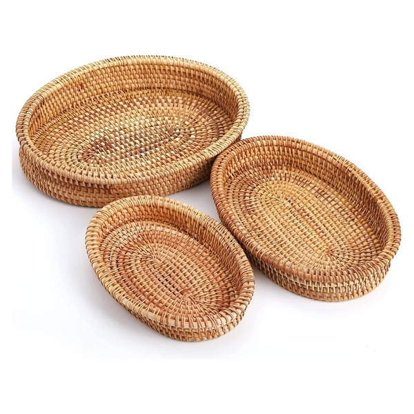 Set 3 rổ mây hình bầu dục
