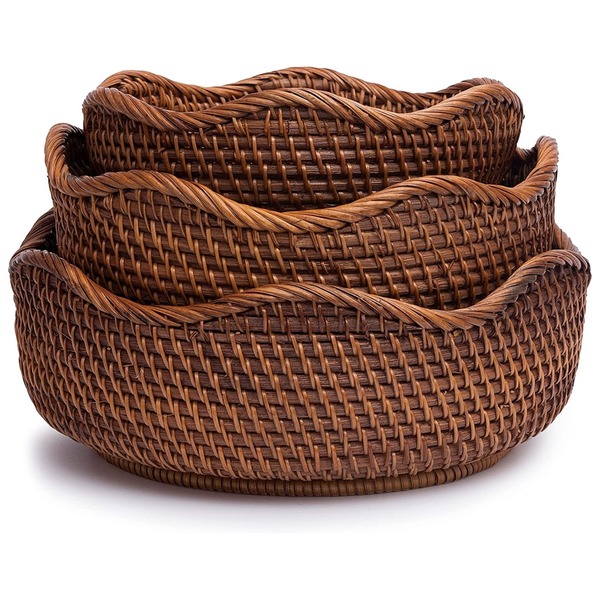 Set 3 rổ mây màu nâu