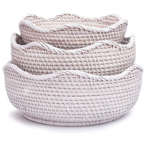 Set 3 rổ mây màu trắng