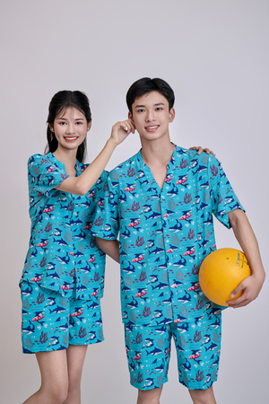 Set đồ bộ đi biển họa tiết cá mập