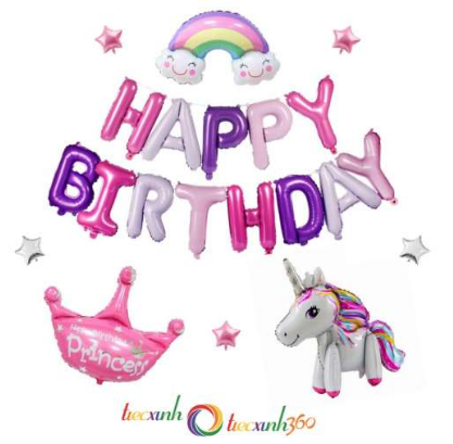 Bộ bóng trang trí sinh nhật Unicorn